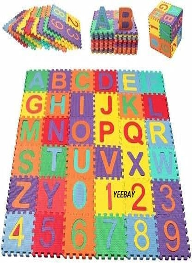 YEEBAY 36 Pieces Mini Puzzle Foam Mat for Kids, Interlocking Learning Alphabet and Number Mat for Kids - Multi-Color (Large) - Image 4